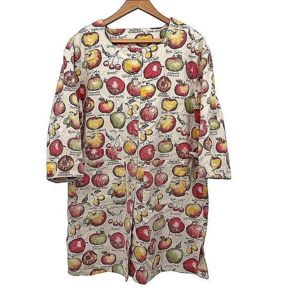 Gianna Rose Tops - VTG Gianna Rose Apple Print Button Up Garden Artist Smock Cottage Core Nature OS